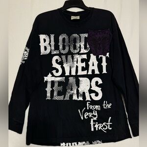 Black Label Men’s Long Sleeve Shirt Y2K Patch Style Black Purple Size 3XL